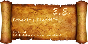 Boberity Elemér névjegykártya